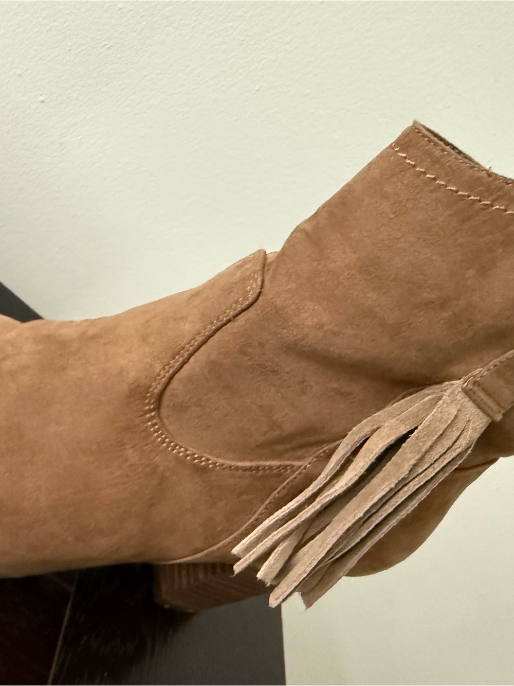 Nine West Tan Suede Fringe Ankle Boots